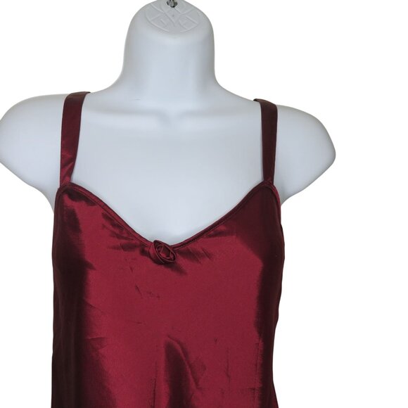 Vintage Val Mode Red Satin Slip Nightgown L Low Back Knee Length Lingerie - Picture 5 of 12